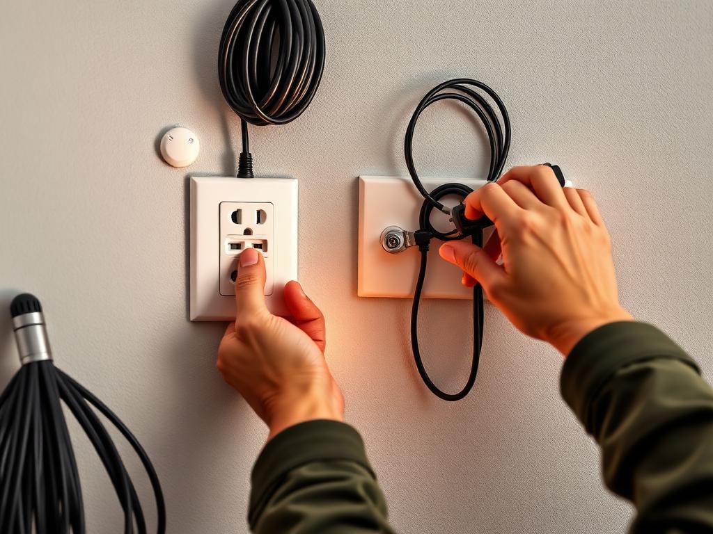 Instalação de tomada elétrica em parede durante reforma