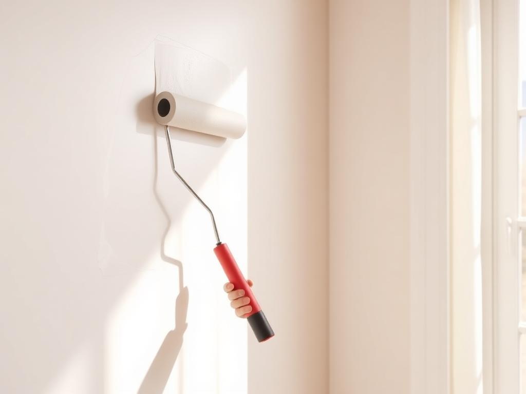 Pintura de parede interna com rolo em ambiente residencial